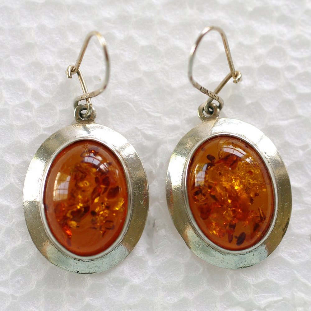 Amber and gold Drop Earrings